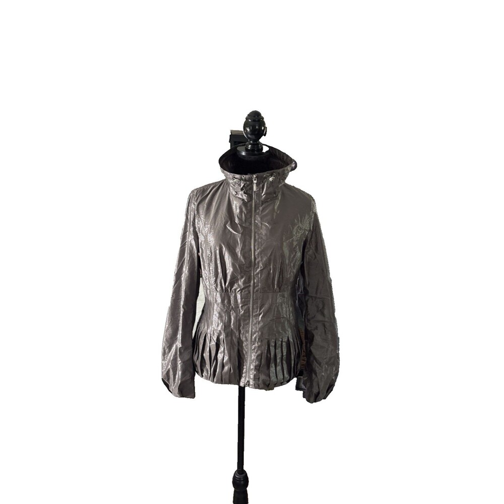 Taupe GEOX Respira Lightweight Pleated Windbreaker Jacket Size 8
